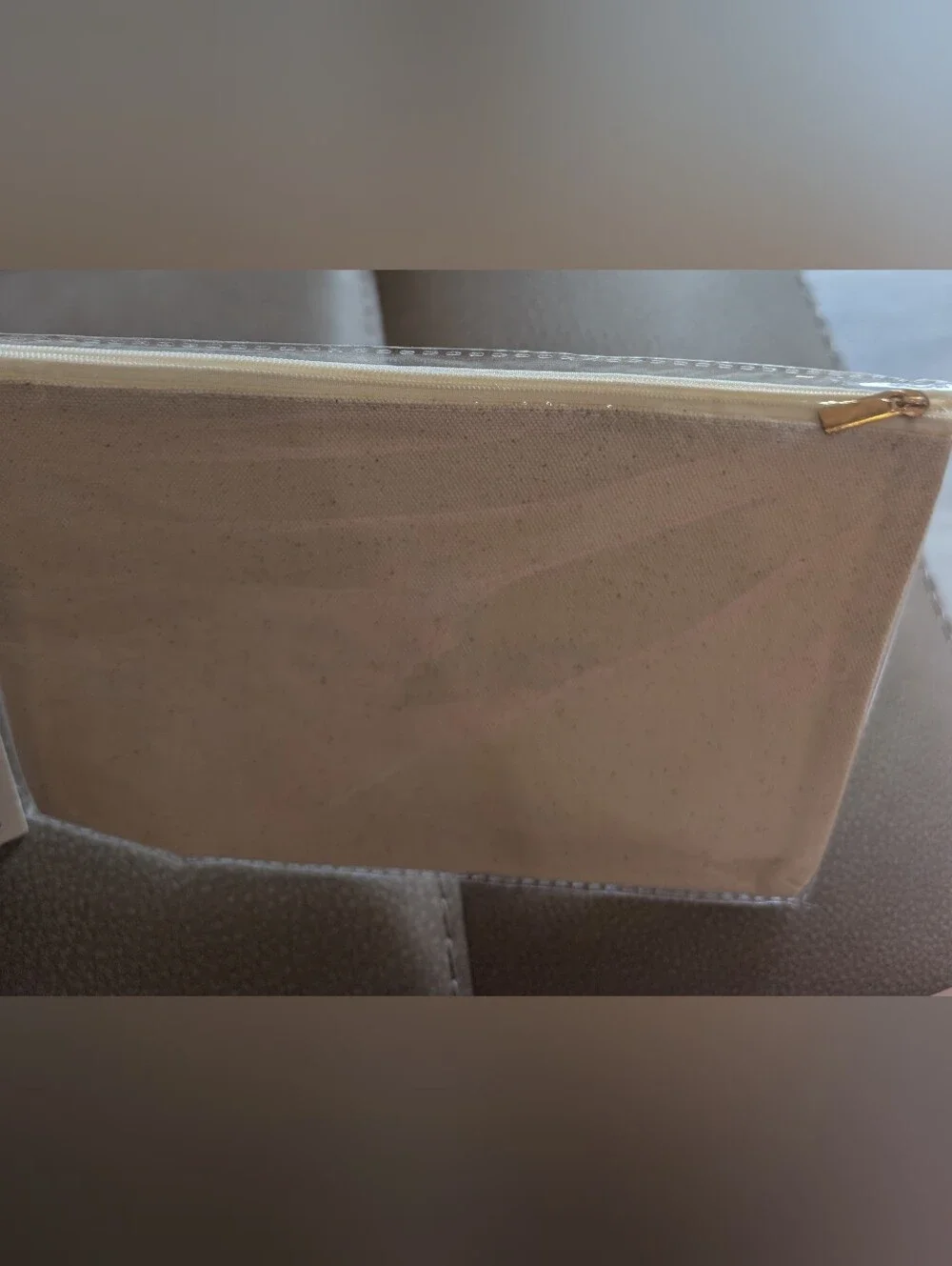 DMC Natural Beige Canvas Zipper Pouch NWT